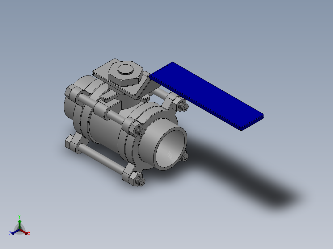 三片式对焊球阀-316L DN15-DN80正等轴测图