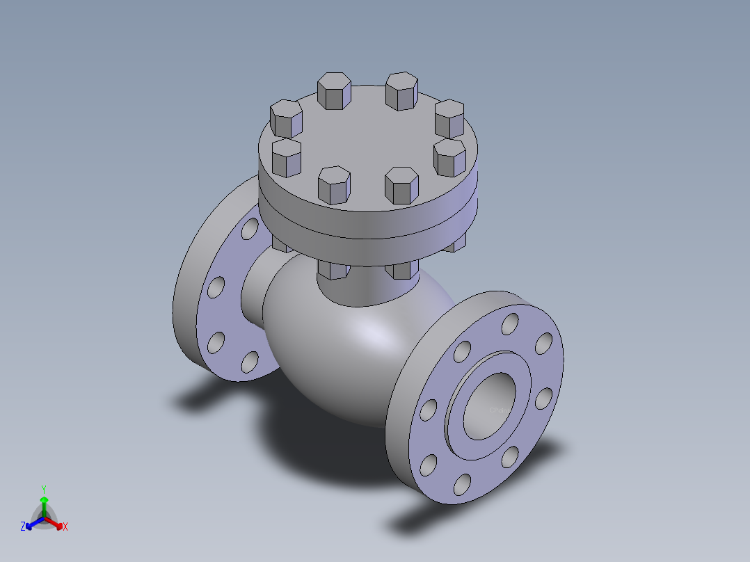 swing check valve fl - 150-2500正等轴测图