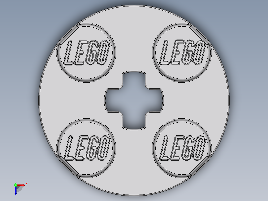 乐高零件 4032 板 2 x 2 圆形-4032 Medium Stone Grey Plate 2 x 2 Round俯视图