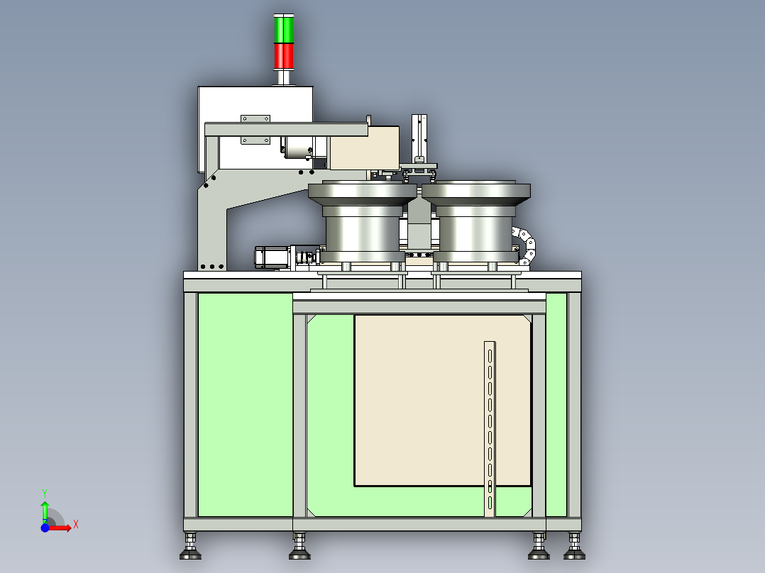 双振动盘凸轮机构自动包装机装配体前视图