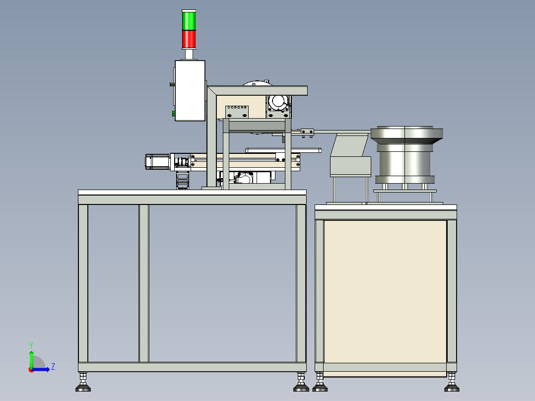 双振动盘凸轮机构自动包装机装配体左视图