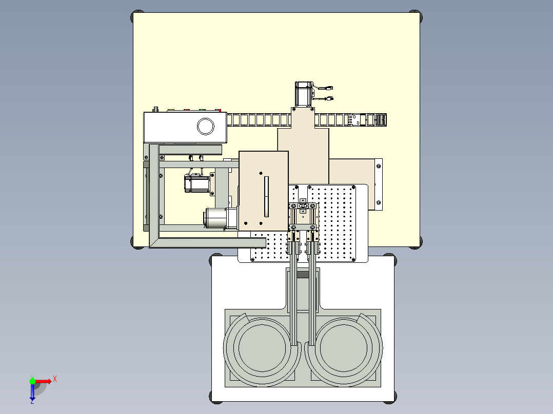 双振动盘凸轮机构自动包装机装配体俯视图