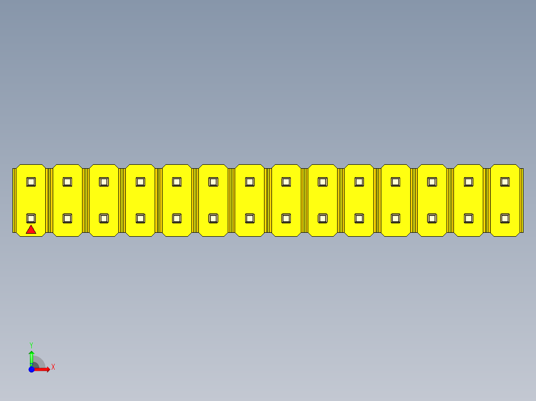 彩色公头100mil（2.54mm）系列-DS1021_yellow_2x14p_100mil_Type19_rev1.0前视图