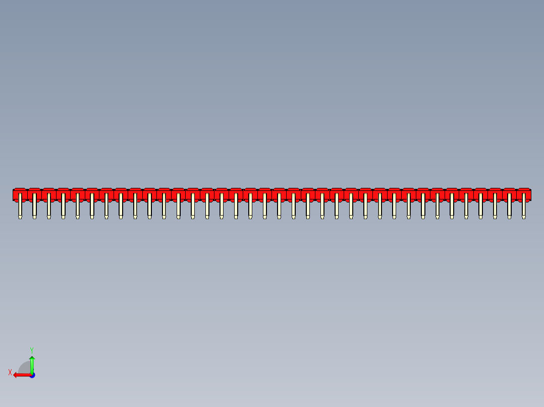 彩色公排针 100mil 2.54mm 系列-DS1022_red_1x36p_100mil_TypeD_rev1.0后视图
