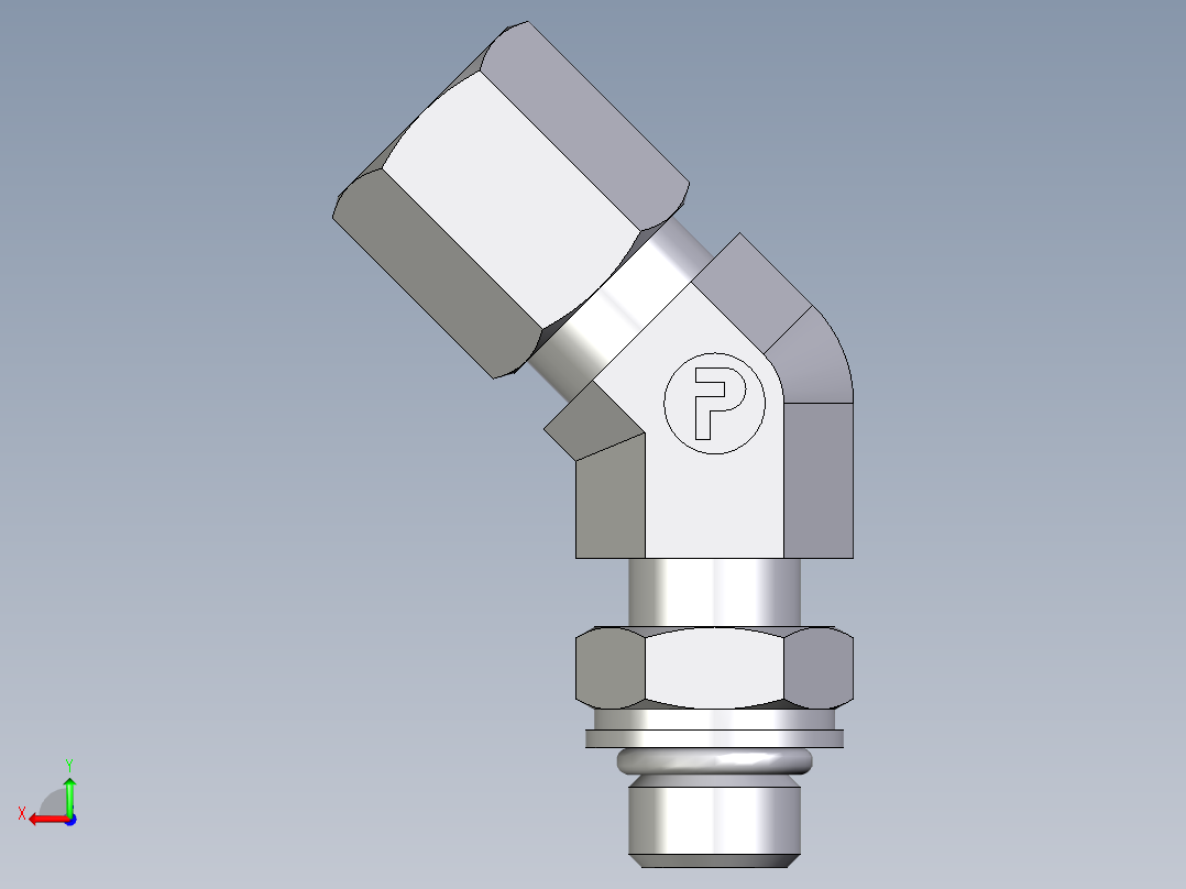 卡套式工业通用硬管接头EO_Adjustable_locknut_45_deg_elbow_VEE06ZLMORCF后视图