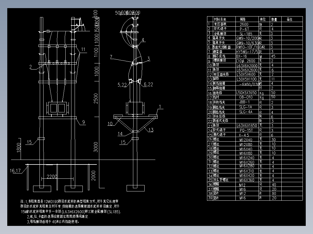 典型10KV配电线路设计cad全套施工图纸（标注详细，共42个CAD文件）