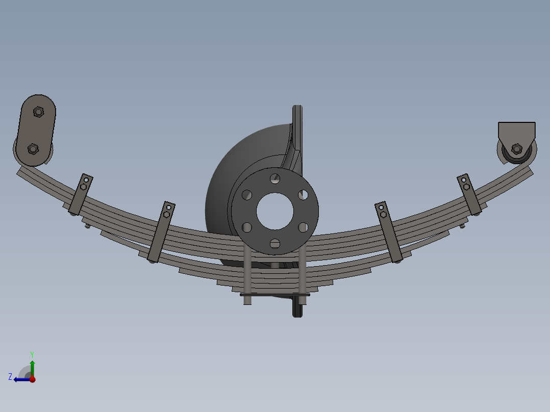 钢板弹簧悬架右视图