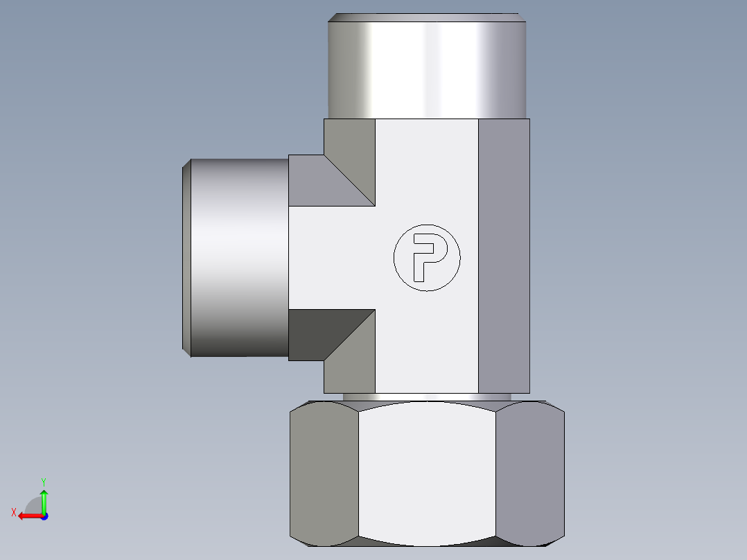 卡套式工业通用硬管接头EO_Swivel_nut_run_tee_EL20SOMDCF后视图