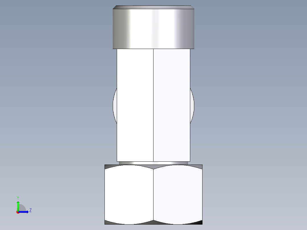 卡套式工业通用硬管接头EO_Swivel_nut_run_tee_EL20SOMDCF左视图