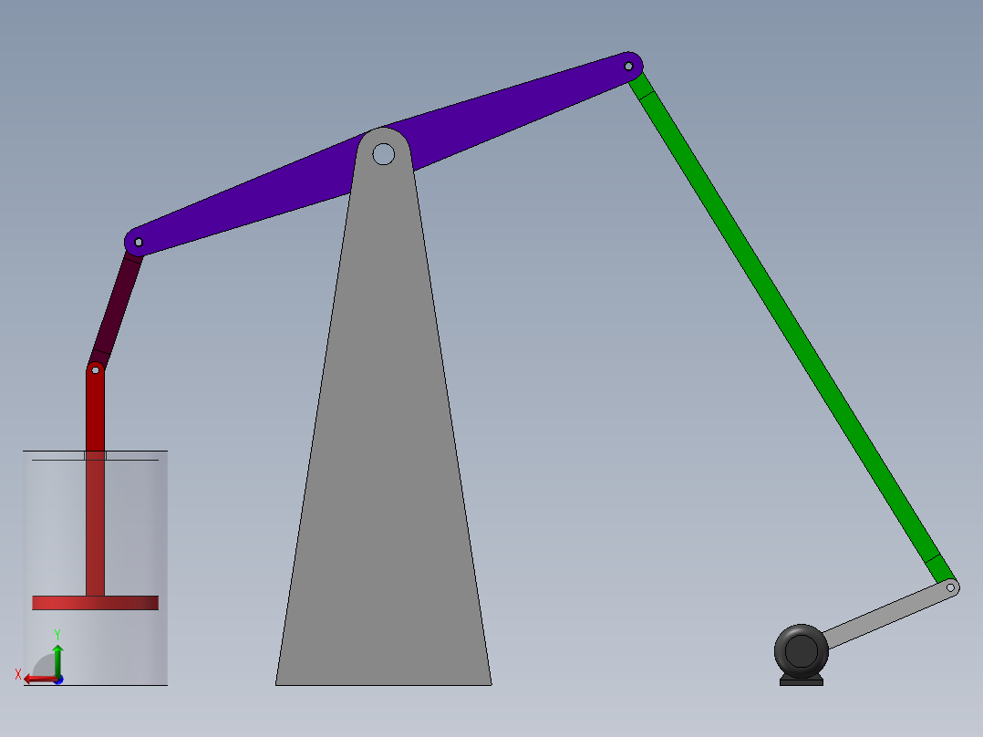 蒸汽机连杆机构模型与仿真后视图