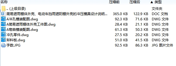 简易遮雨棚体外壳、电动车挡雨遮阳棚外壳的冲压模具设计含5张CAD图