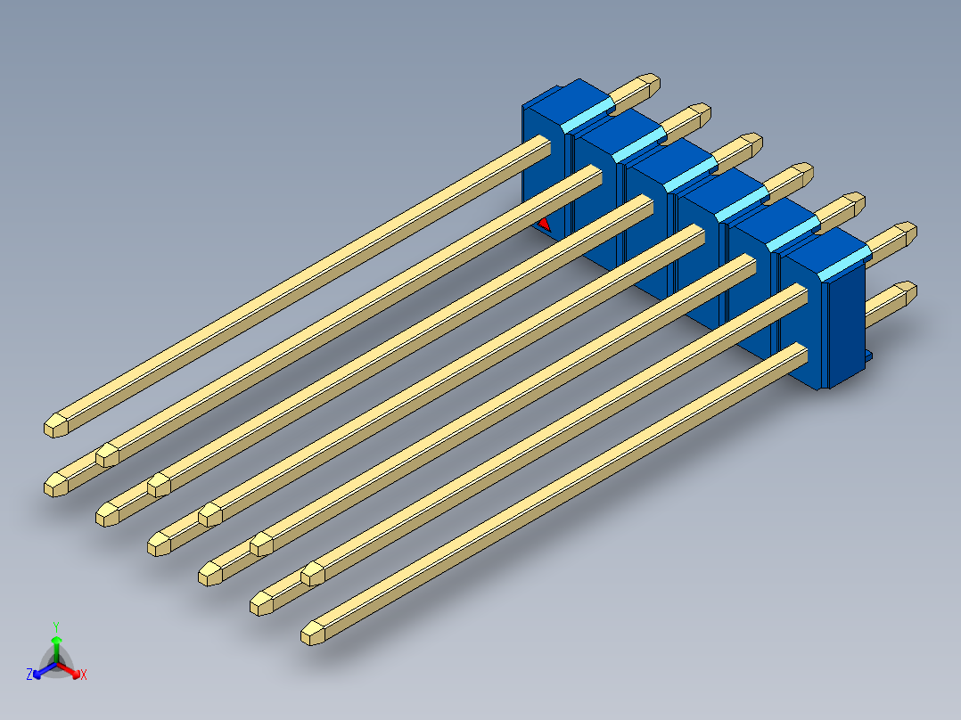 彩色公头100mil（2.54mm）系列-DS1021_blue_2x06p_100mil_Type43_rev1.0正等轴测图