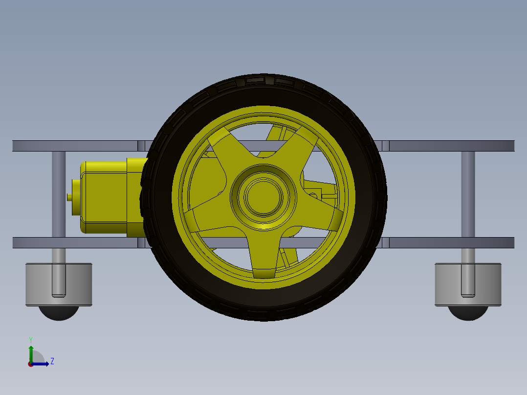 差速轮机器人左视图