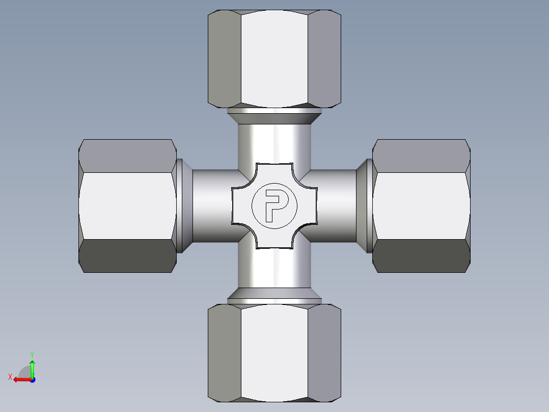 卡套式工业通用硬管接头EO_Union_cross_K08ZL71后视图