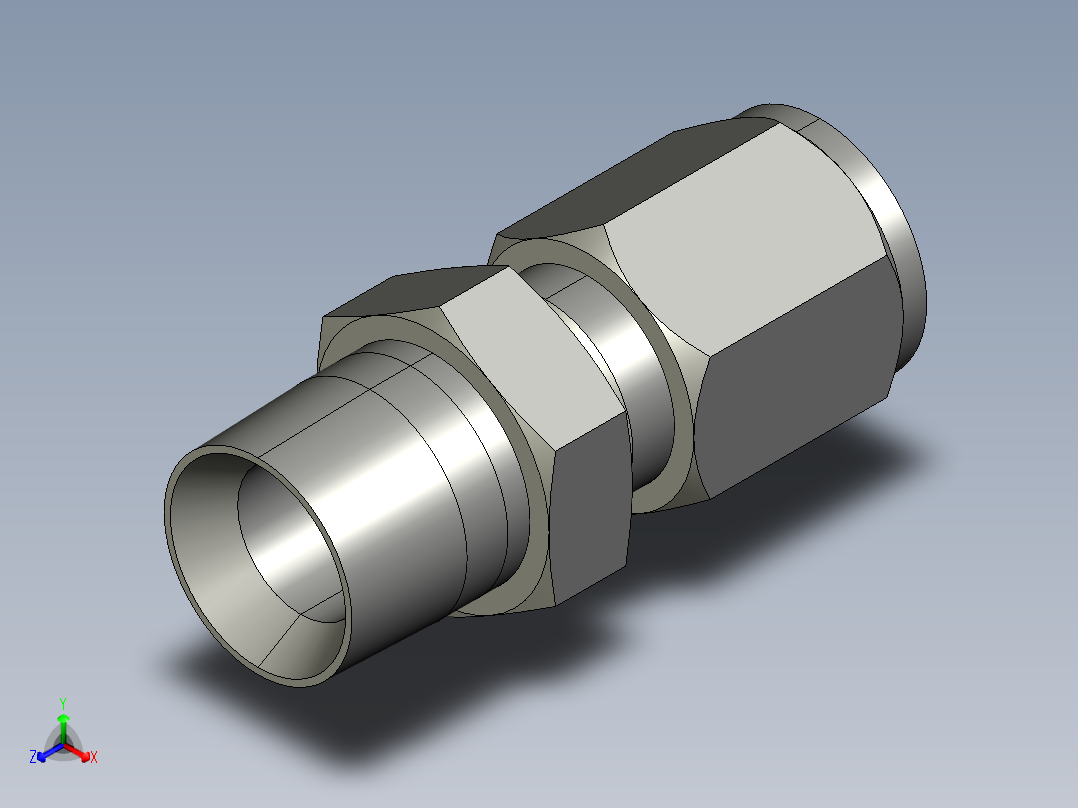 卡套式工业通用硬管接头6-6_fbu-s正等轴测图