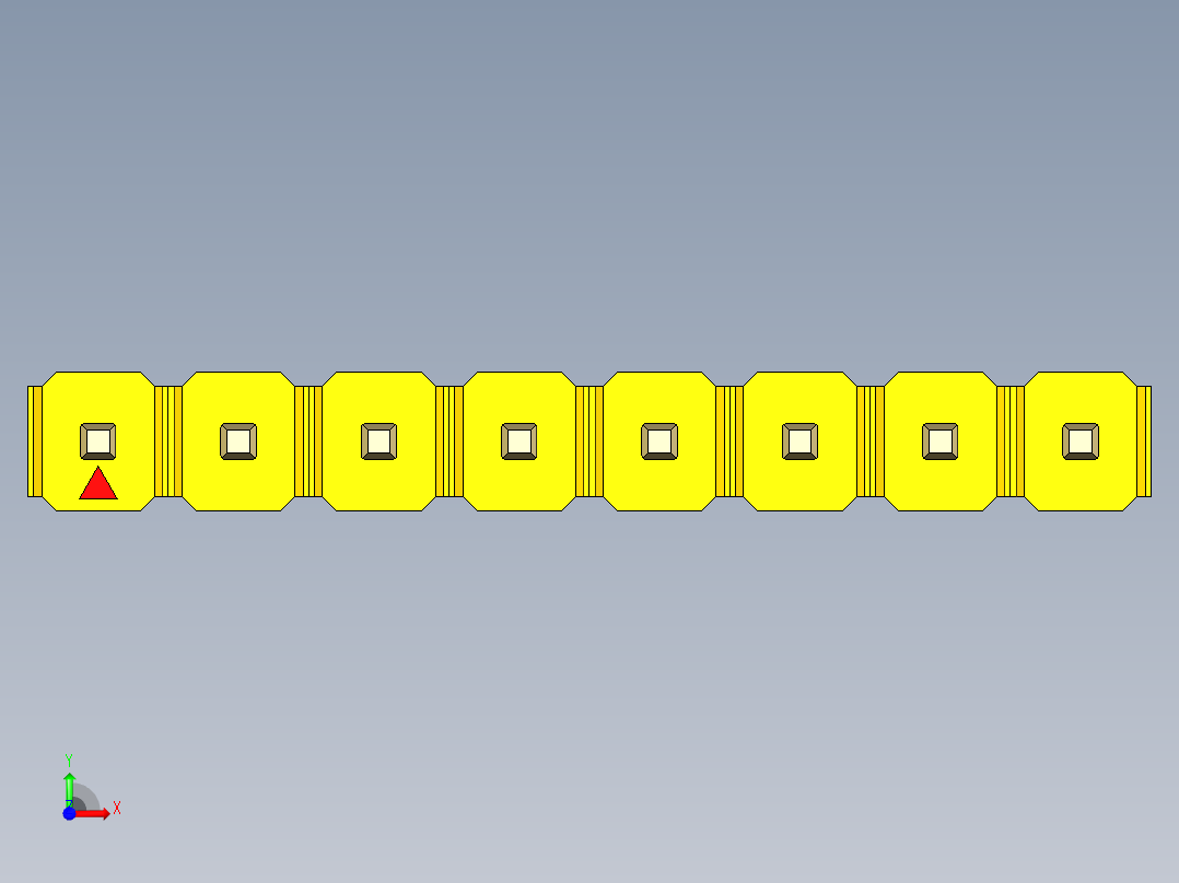 彩色公头100mil（2.54mm）系列-DS1021_yellow_1x08p_100mil_Type19_rev1.0前视图