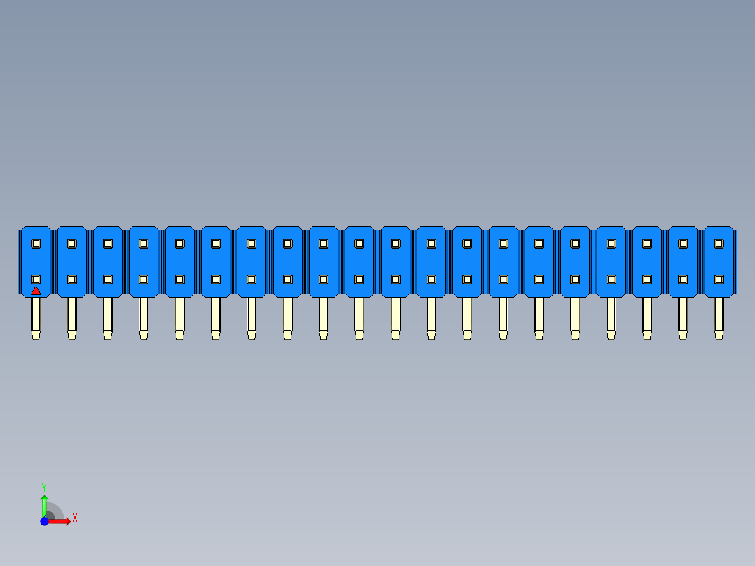 彩色公排针 100mil 2.54mm 系列-DS1022_blue_2x20p_100mil_TypeD_rev1.0前视图