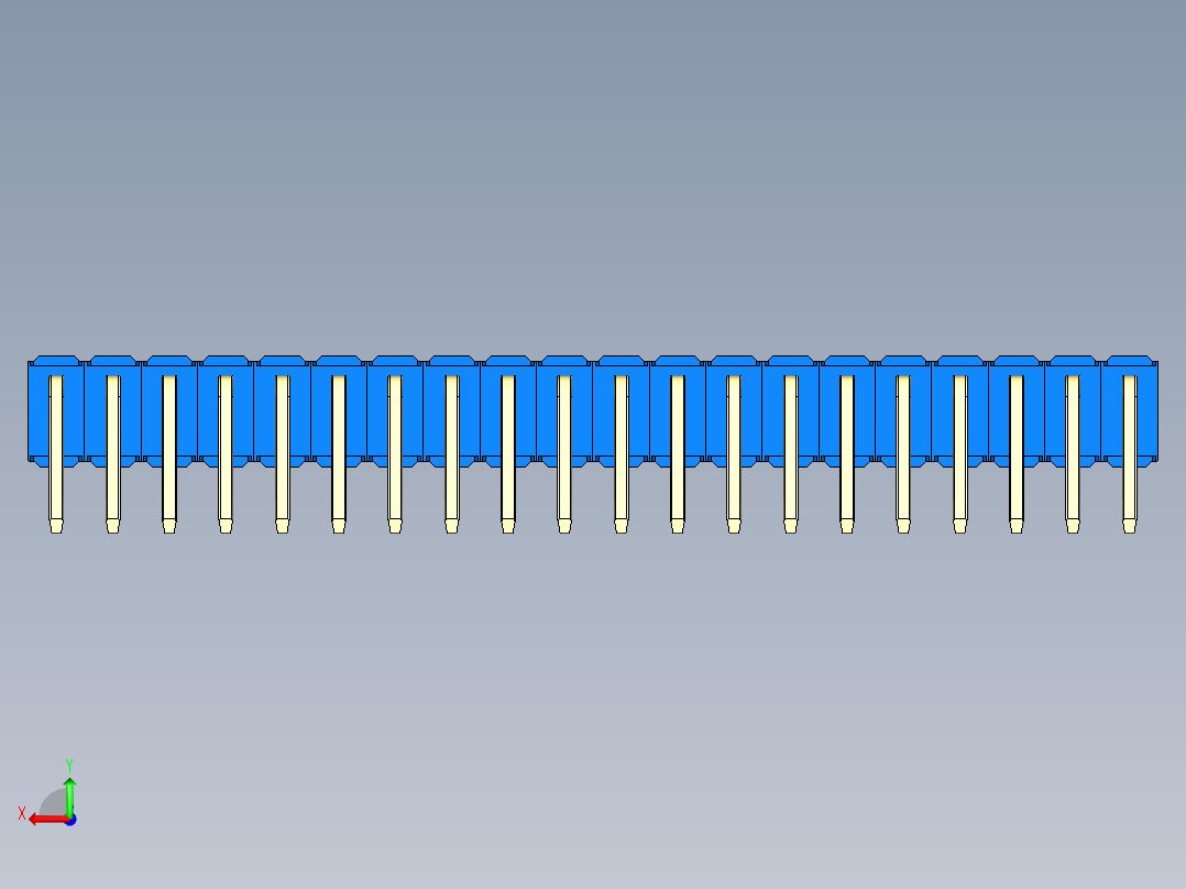 彩色公排针 100mil 2.54mm 系列-DS1022_blue_2x20p_100mil_TypeD_rev1.0后视图