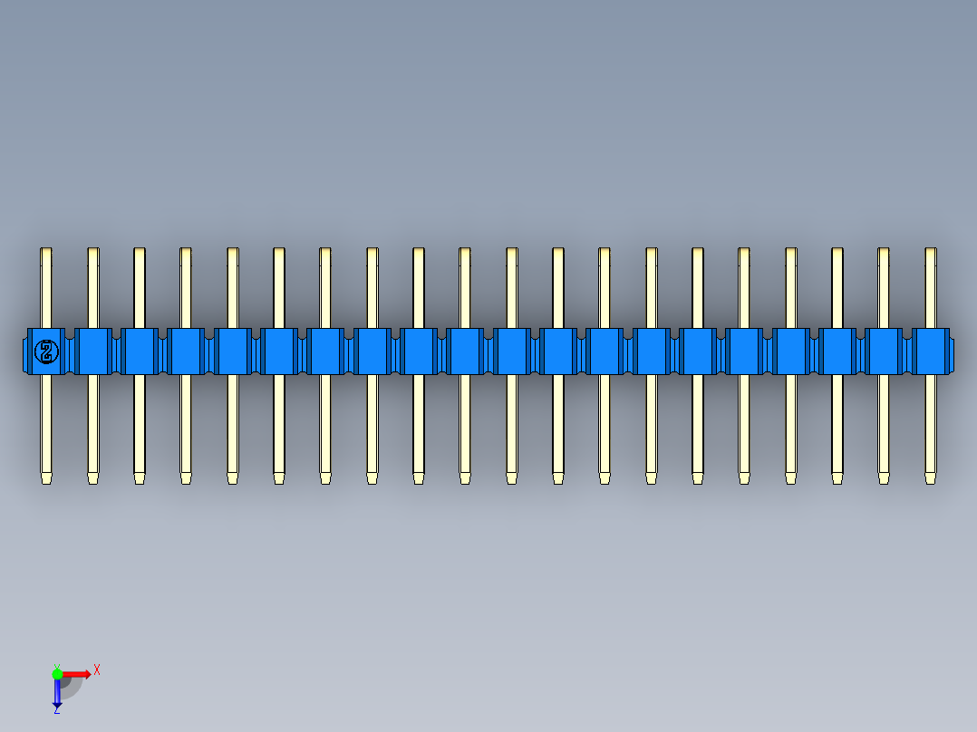 彩色公排针 100mil 2.54mm 系列-DS1022_blue_2x20p_100mil_TypeD_rev1.0俯视图
