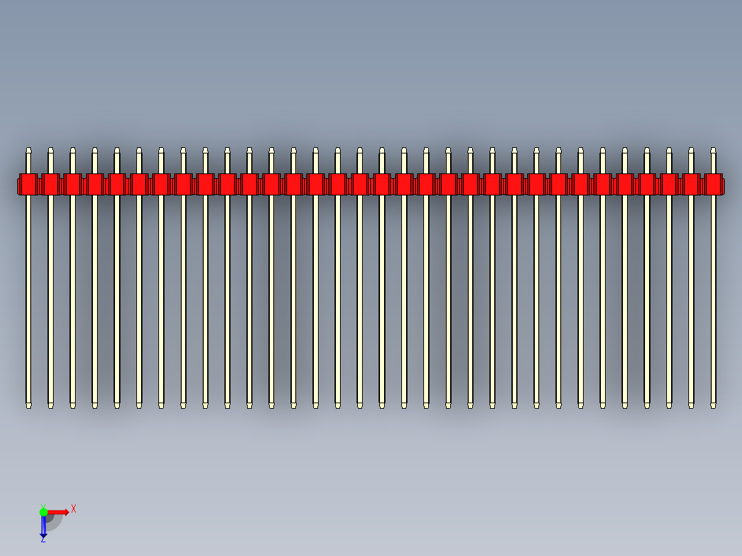 彩色公头100mil（2.54mm）系列-DS1021_red_2x32p_100mil_Type43_rev1.0俯视图