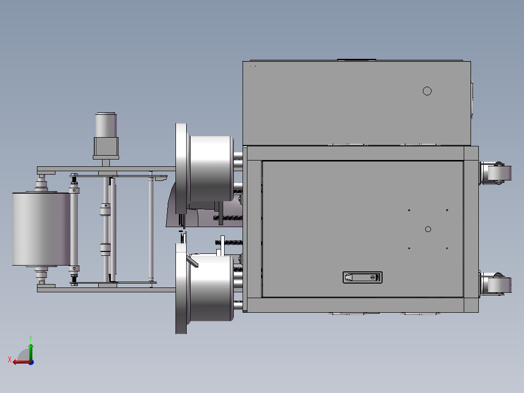 双振盘送料螺丝包装机3D模型 工程图后视图