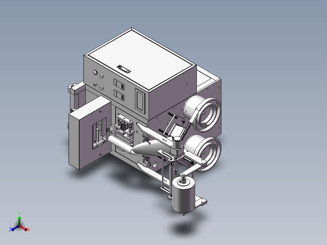 双振盘送料螺丝包装机3D模型 工程图正等轴测图
