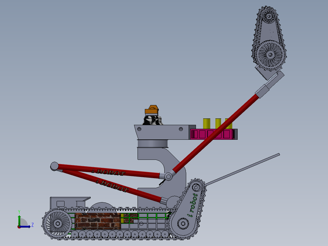 多履带举升机器人左视图