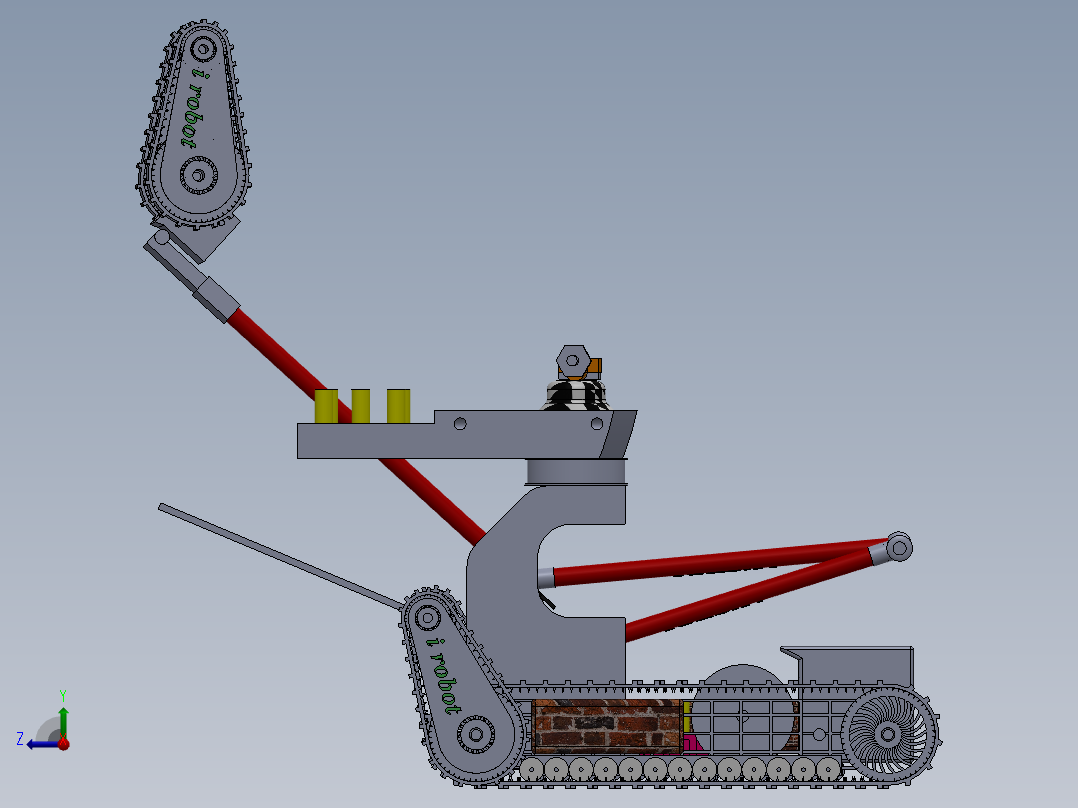 多履带举升机器人右视图