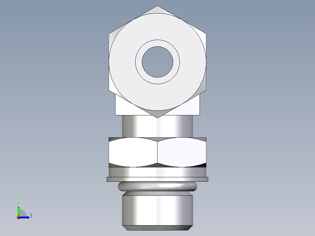 卡套式工业通用硬管接头EO_Adjustable_locknut_branch_tee_TEE10ZSMORCF左视图