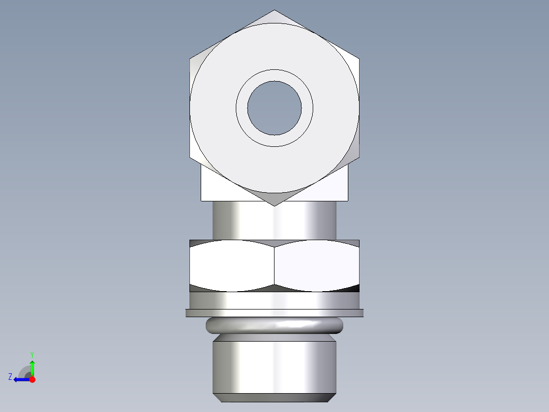 卡套式工业通用硬管接头EO_Adjustable_locknut_branch_tee_TEE10ZSMORCF右视图