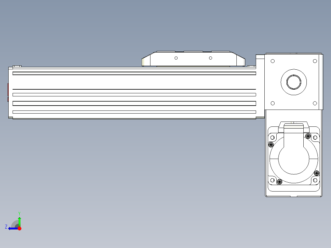 同步带全封闭直线模组TPA-HCB-85D-90-L100-RP-Y-P20-N3右视图
