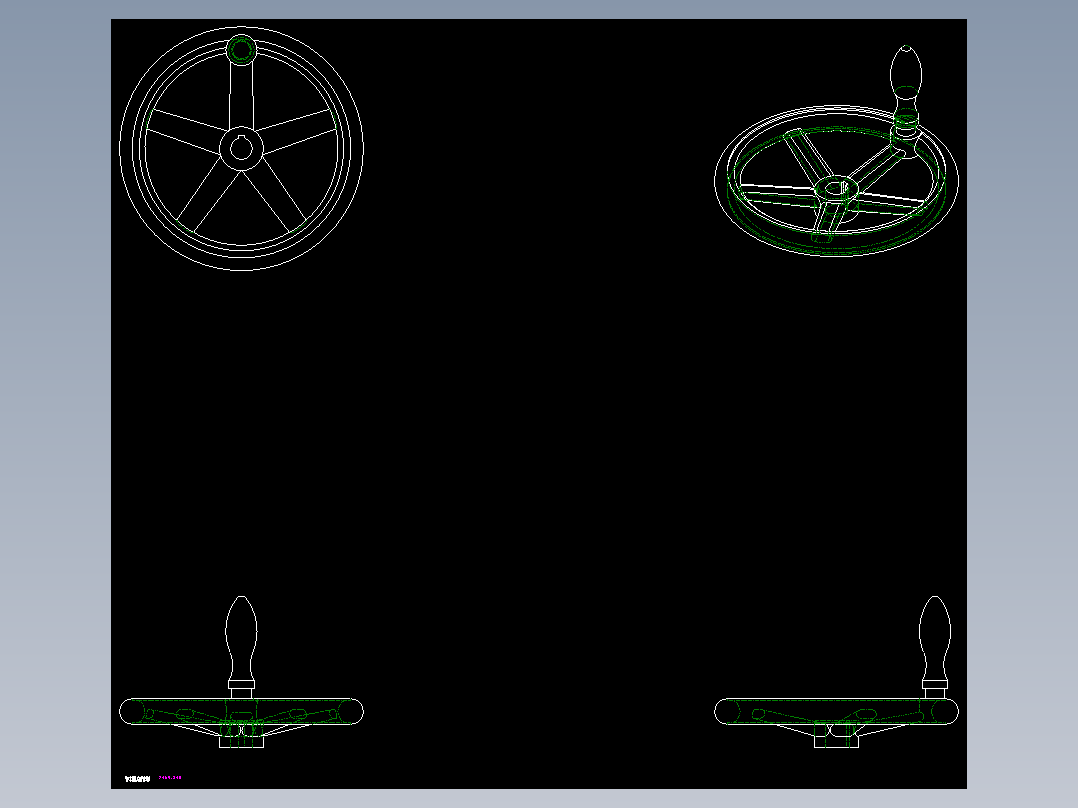鋁合金手輪(旋轉把手)2459-2D多系列多零件图纸模型