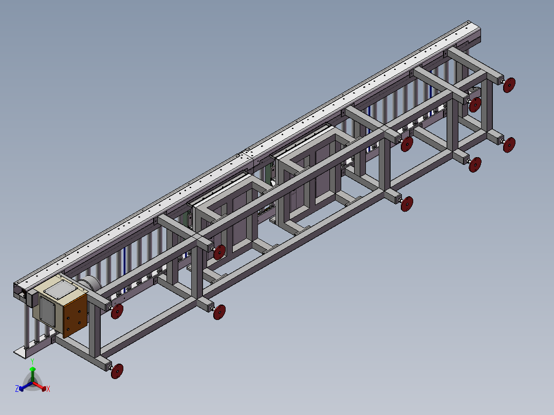 4000 x 420 x 620链式辊道输送机正等轴测图
