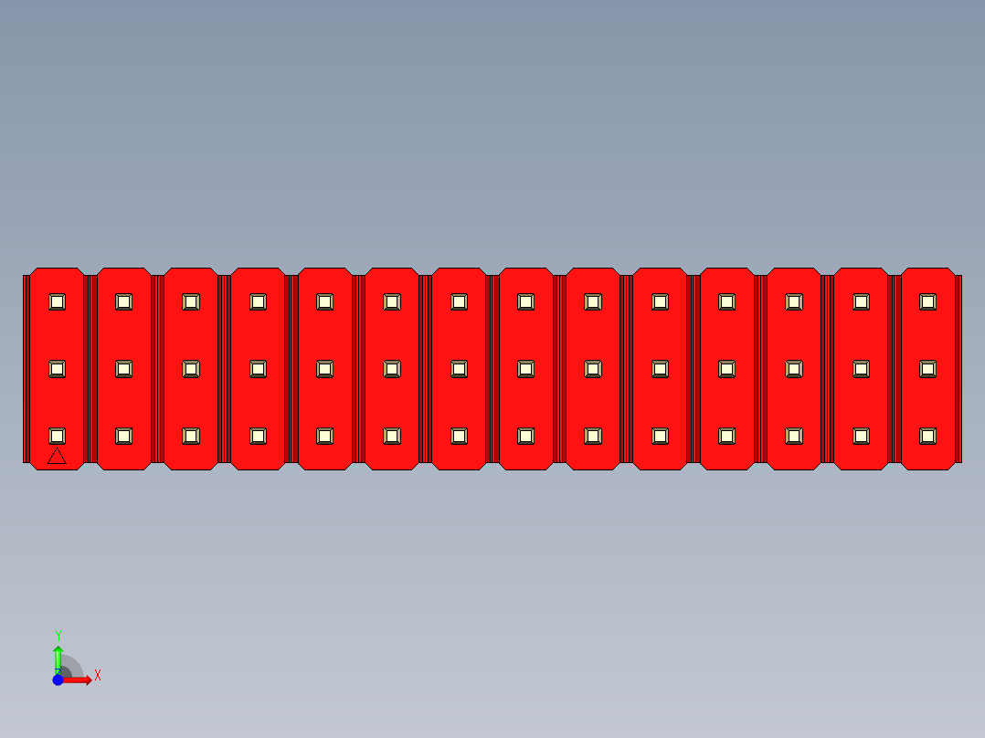 彩色公头100mil（2.54mm）系列-DS1021_red_3x14p_100mil_Type19_rev1.0前视图