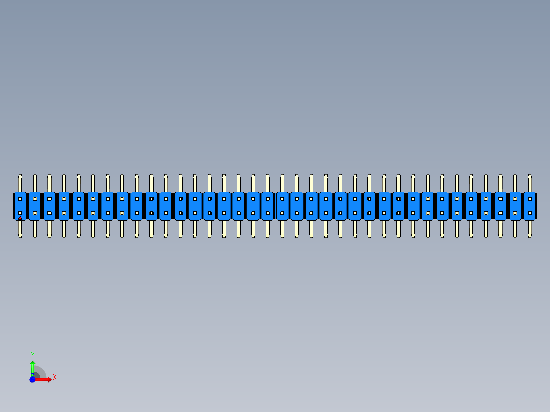 彩色公排针 100mil 2.54mm 系列-DS1022_blue_72p_100mil_TypeSMT_rev1.0前视图