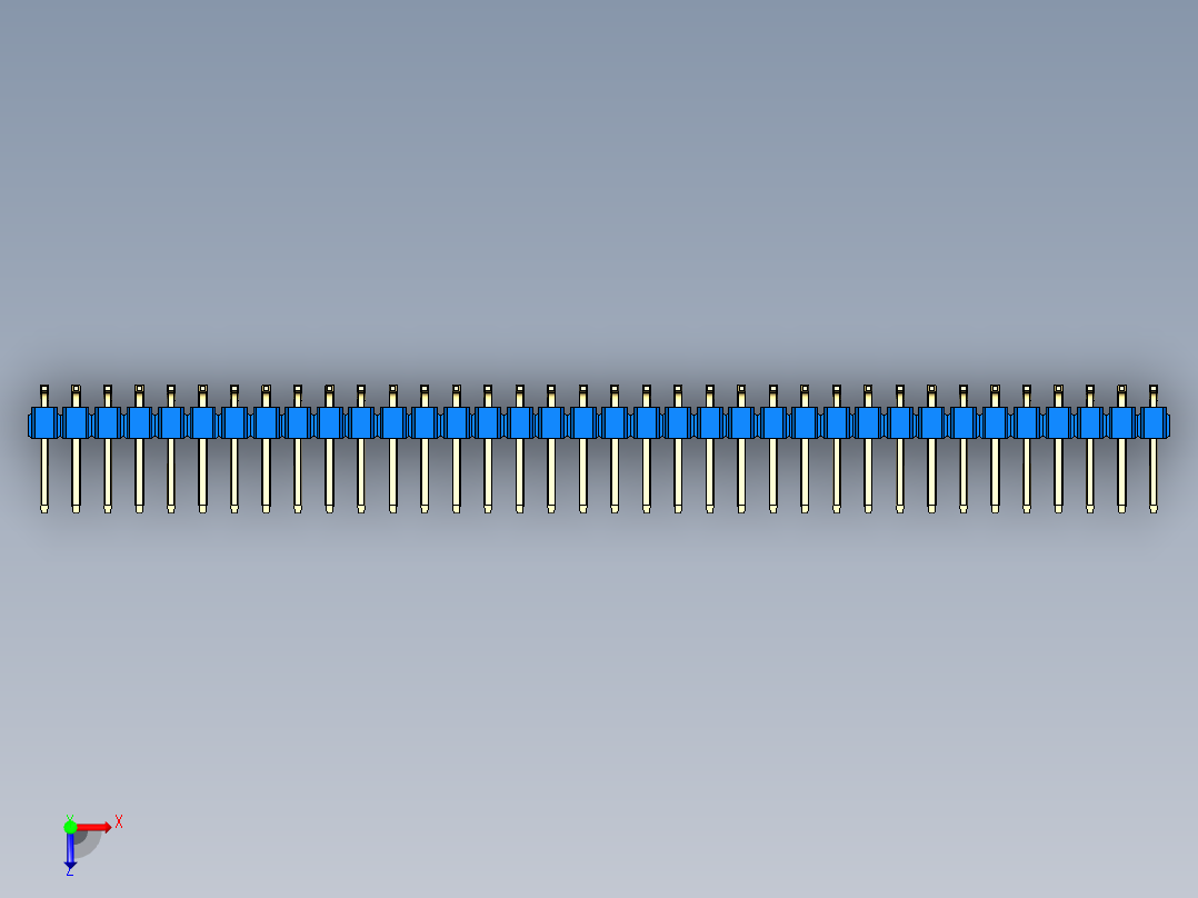 彩色公排针 100mil 2.54mm 系列-DS1022_blue_72p_100mil_TypeSMT_rev1.0俯视图
