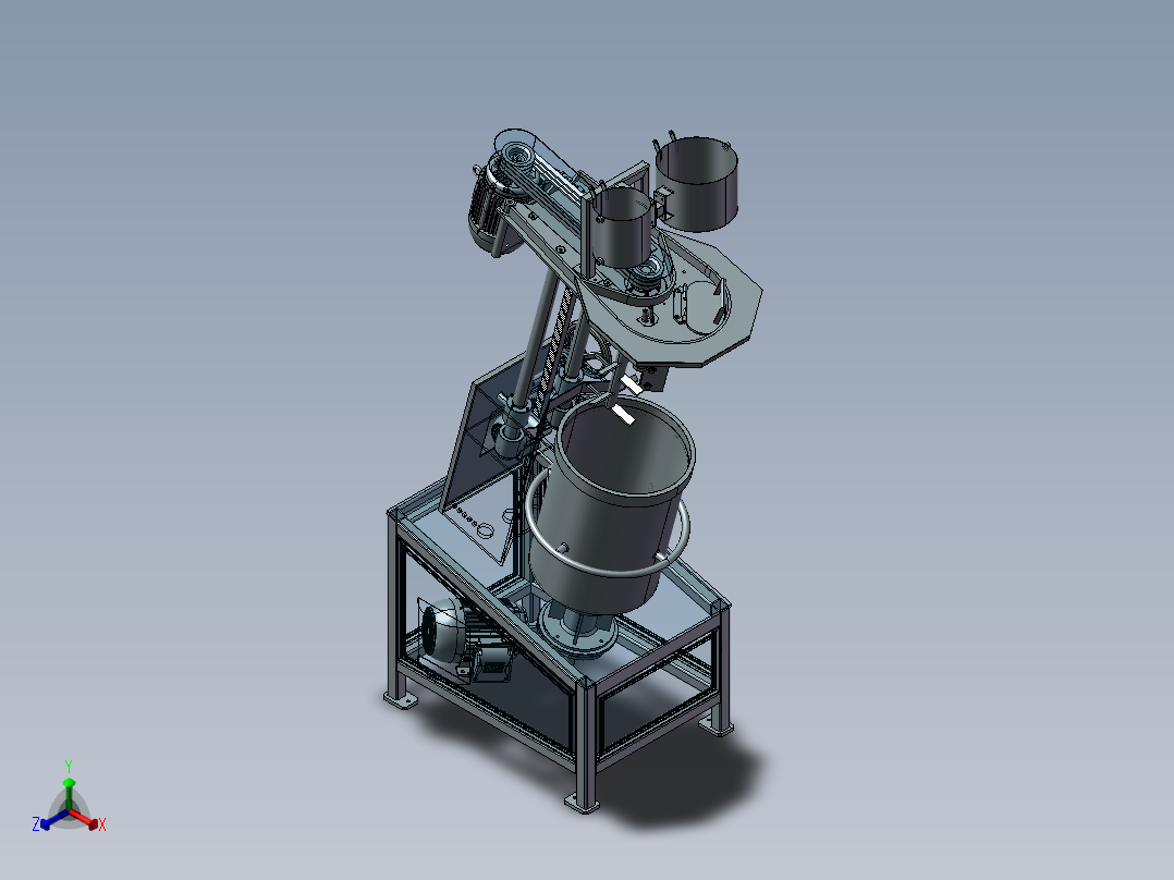 可倾斜造粒机正等轴测图