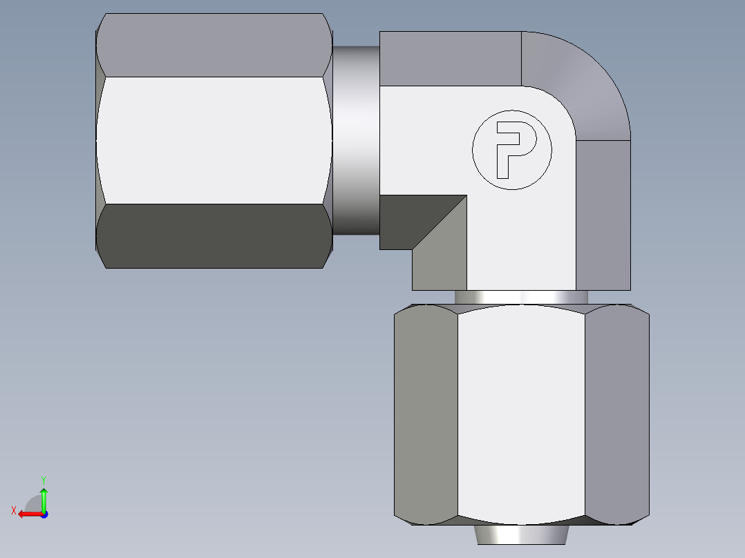 卡套式工业通用硬管接头EO_Swivel_nut_elbow_EW06ZL71后视图