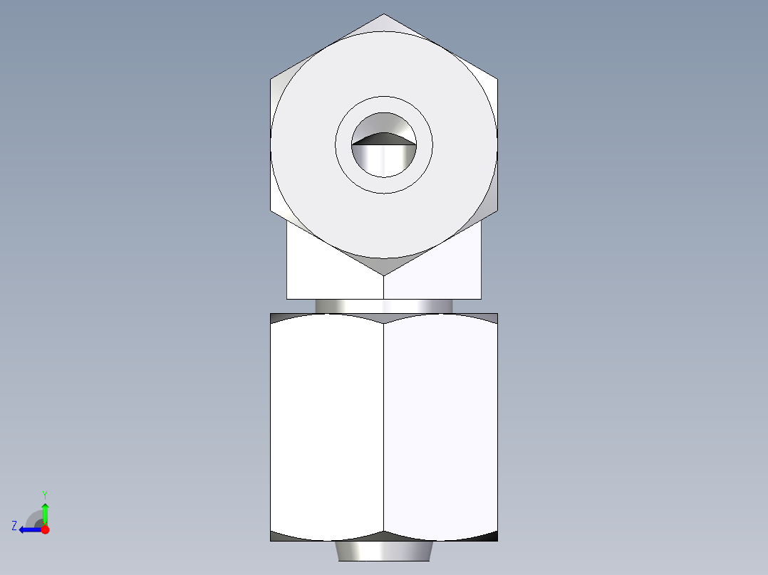 卡套式工业通用硬管接头EO_Swivel_nut_elbow_EW06ZL71右视图