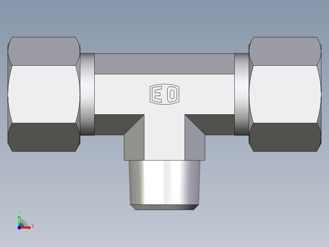 卡套式工业通用硬管接头EO_Male_stud_run_tee_TE12SRCF前视图