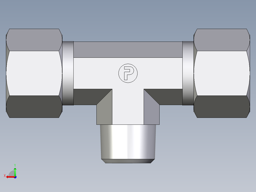 卡套式工业通用硬管接头EO_Male_stud_run_tee_TE12SRCF后视图