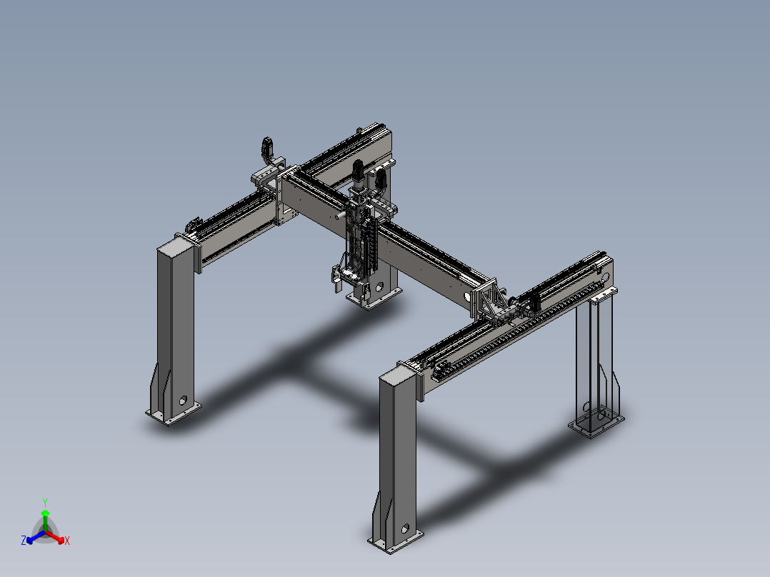龙门桁架齿条滑台模组重型机械手全智能码垛机器人直线导轨上下料正等轴测图