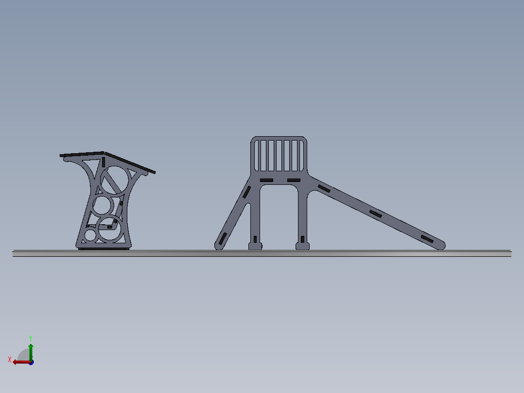 滑梯摇椅木制玩具激光切割模型3D图纸 Solidworks2018 附多种格式
