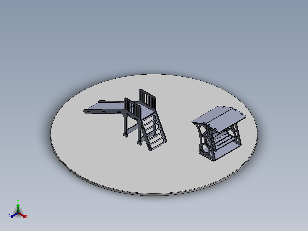 滑梯摇椅木制玩具激光切割模型3D图纸 Solidworks2018 附多种格式