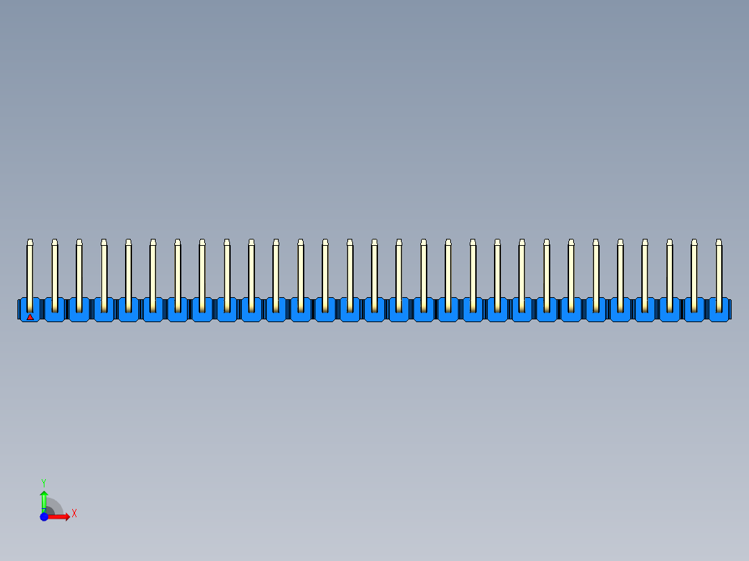 彩色公排针 100mil 2.54mm 系列-DS1022_blue_29p_100mil_TypeU_rev1.0前视图