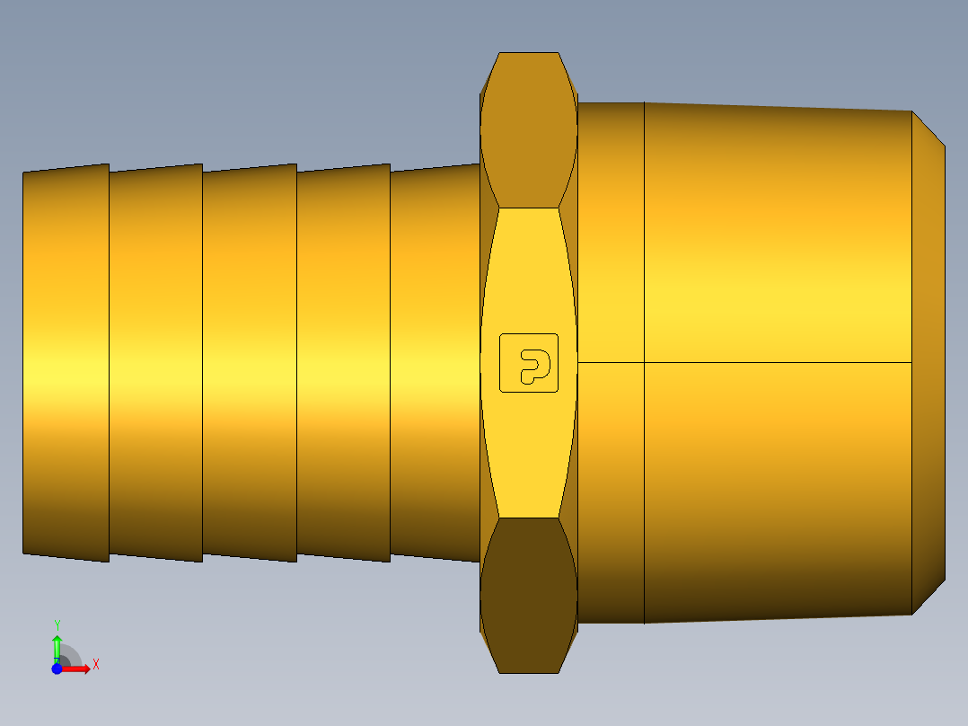 倒齿式工业管接头Hose Barb to Male Pipe 125HBL-16-16前视图