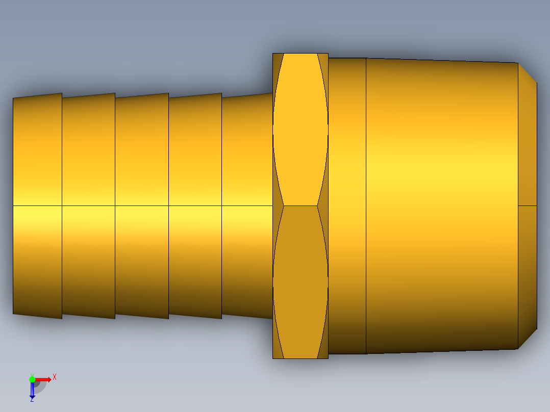 倒齿式工业管接头Hose Barb to Male Pipe 125HBL-16-16俯视图