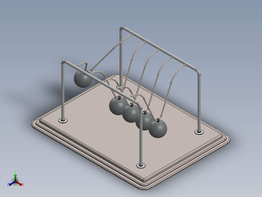 牛顿摇篮正等轴测图