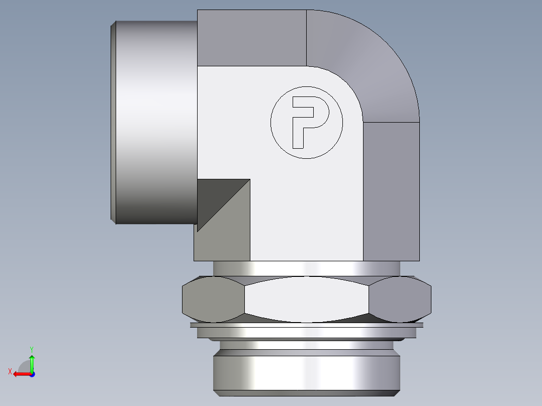 卡套式工业通用硬管接头EO_Adjustable_Locknut_elbow_WEE38SROMDCF后视图