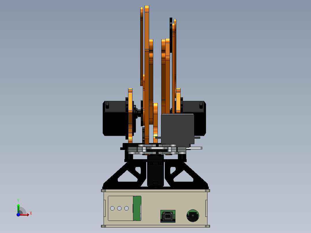 component-robot-arm-3dof-rev-1-lengan-robot SW STP前视图